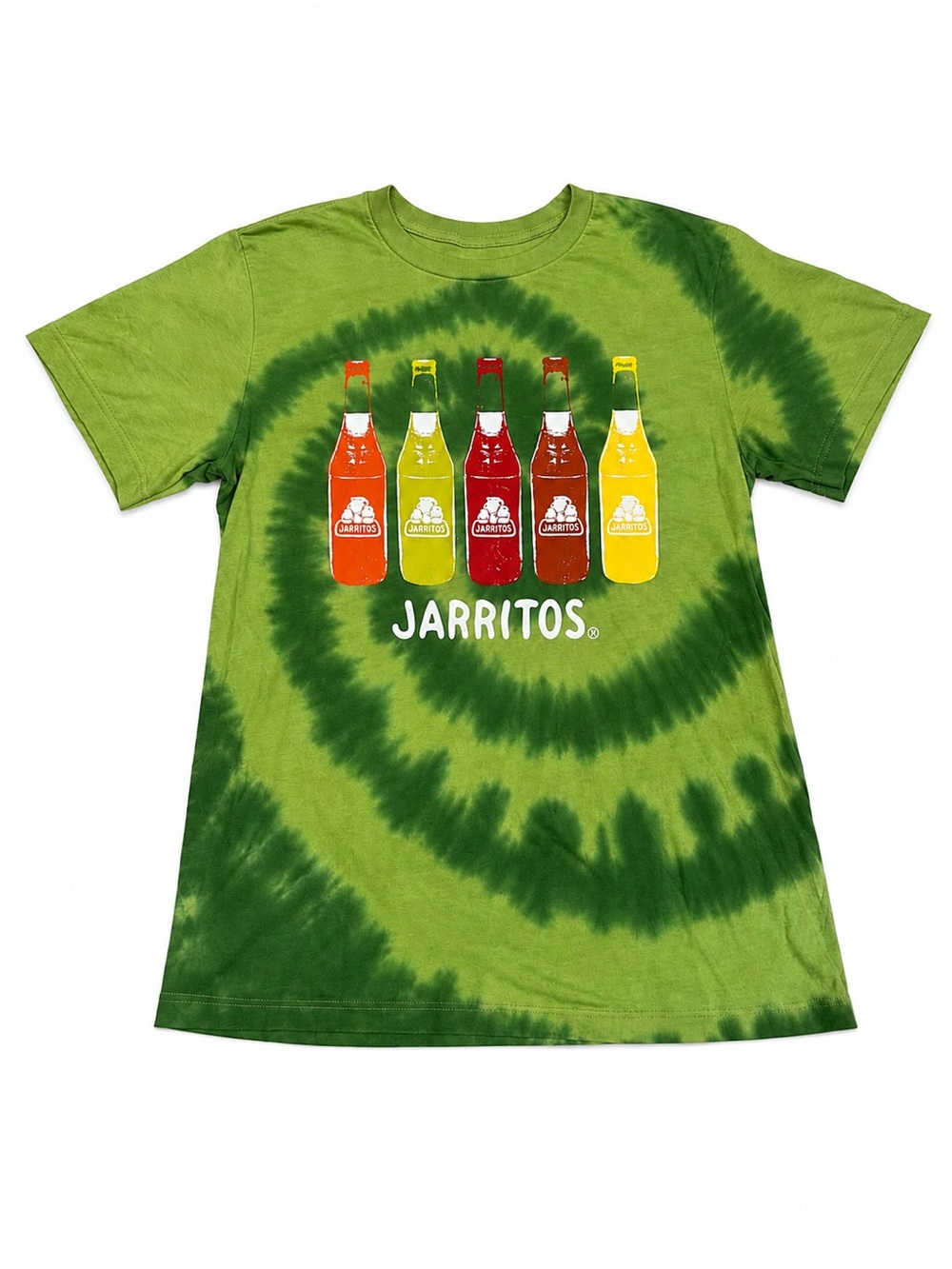 Jarritos Men’s Green Tie-Dye Logo Graphic Crew Neck Cotton Jersey Tee Medium